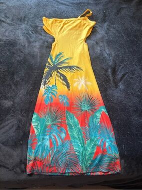 Tropical One-Shoulder Maxi Dress
